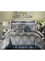 Blue Jacquard Bed Cover Set