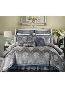 Blue Jacquard Bed Cover Set