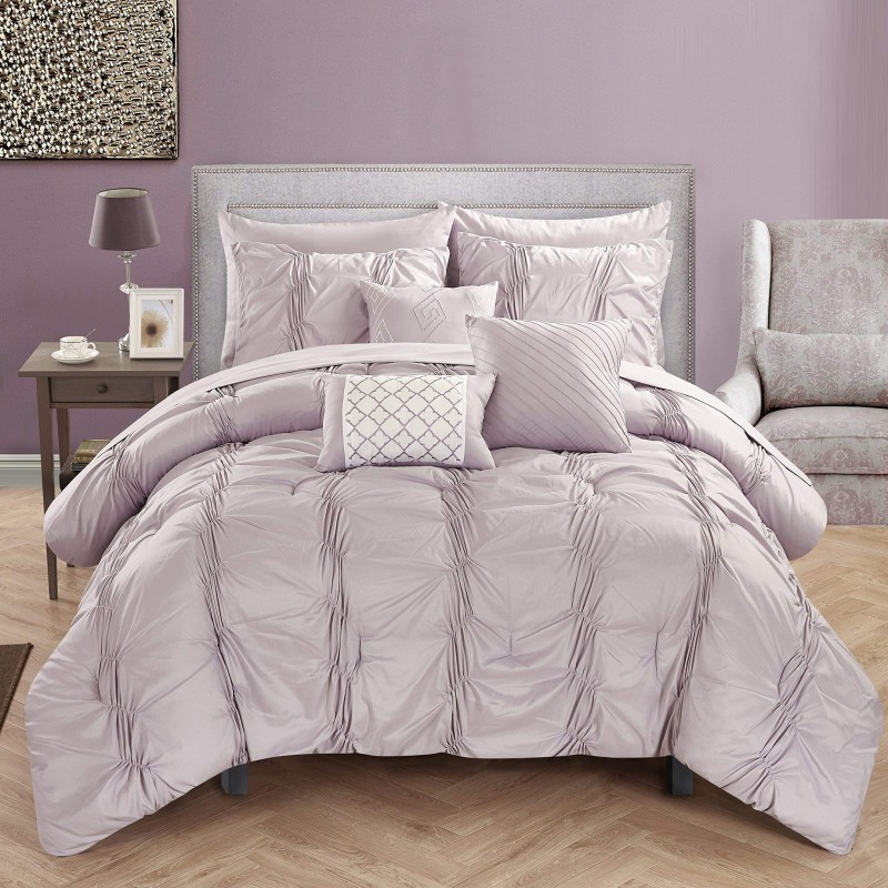 Pleated Sheet Set and Decorative Pillows