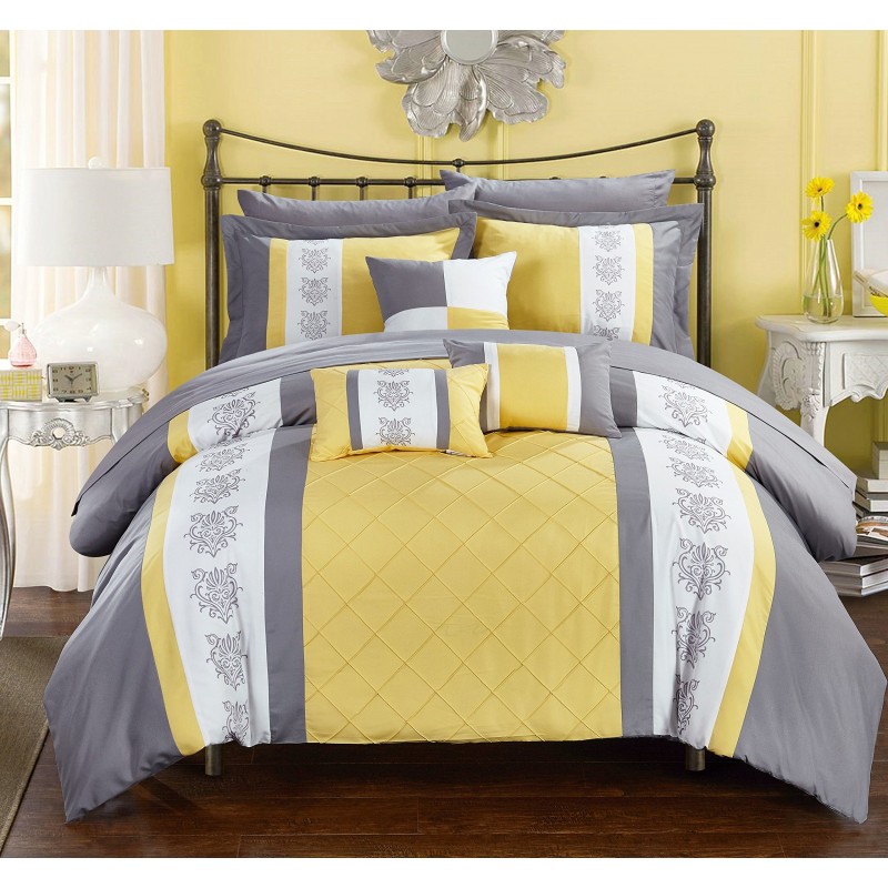Pleated stitching embroidery bed set