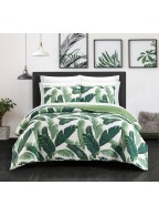 Sheet set with decorative green pillowcase