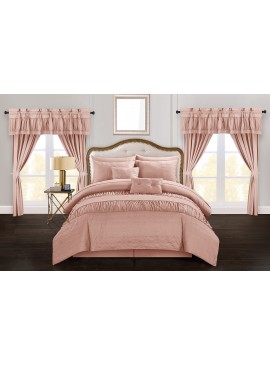 Striped pleated ruffle embossed bagged bedding